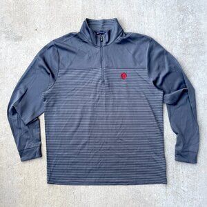 Cutter & Buck‎ Mens Gray Striped Long Sleeve Mock Neck Quarter-Zip Pullover Sz L